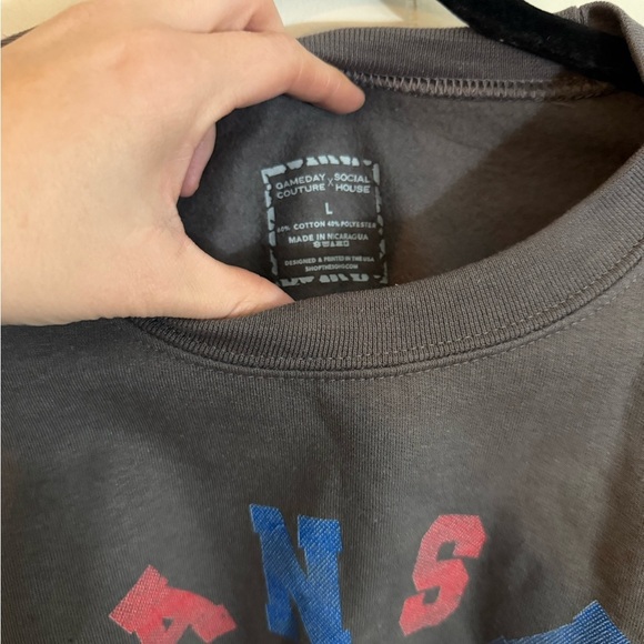 Kansas Jayhawks Gray Crewneck Sweatshirt, Size L - Picture 3 of 6